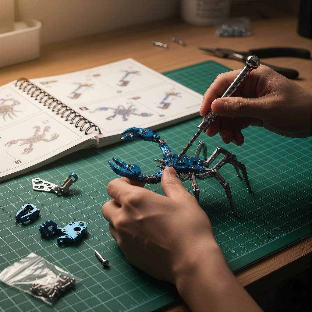 Scorpion 3D Metal Puzzles for Adults, 454PCS Stainless Steel DIY Mechanical Metal Model Kits, No Glue Assembly with Movable Joints, Challenging Metal Building Kit Desk Decor Gift (Blue)