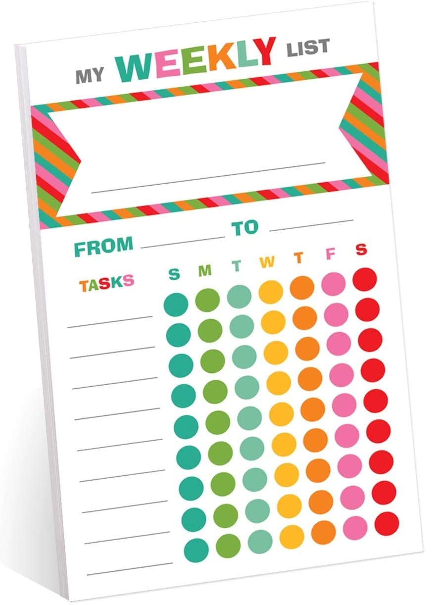 Bright Cheerful Weekly Chore Chart / 6" x 10" Sticky Note Fill-in Task List/Homeschool Task Assignment List