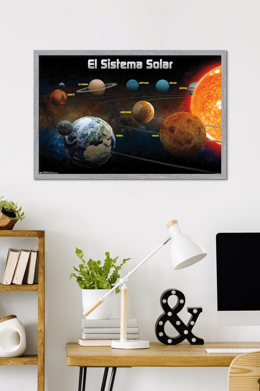 Trends International El Sistema Solar 2013 (Solar System) Wall Poster, 34L x 22.4W, Gray Framed Version