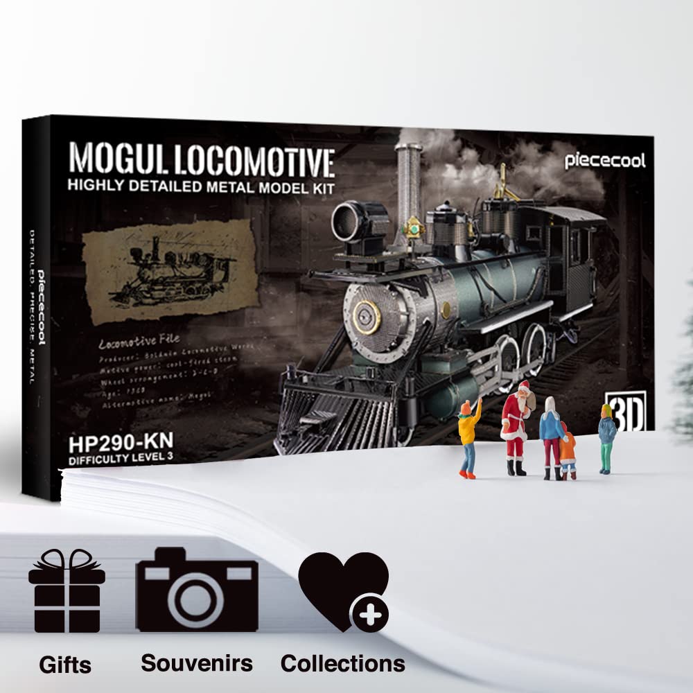 Piececool 3D Puzzle for Adults, Mogul Steam Engine Steamer 3D Metal Model Building Kits Challenging Assembly Hobbies DIY Crafts Kits, Best Birthday Christams Gifts