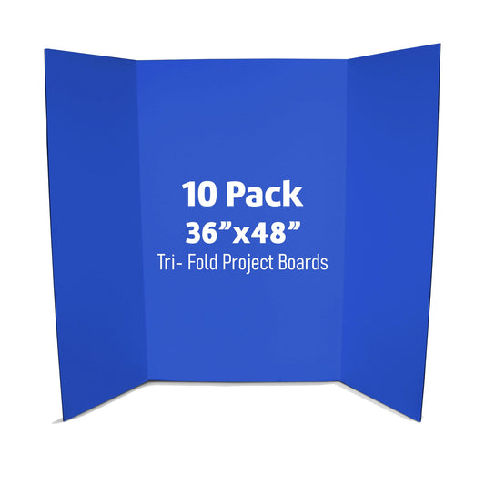 Flipside Products 36” x 48” Project Boards for Presentations, Science Fair, School Projects, Event Displays and Trifold Picture Board, Proudly Made in USA - Blue - 10 Pack