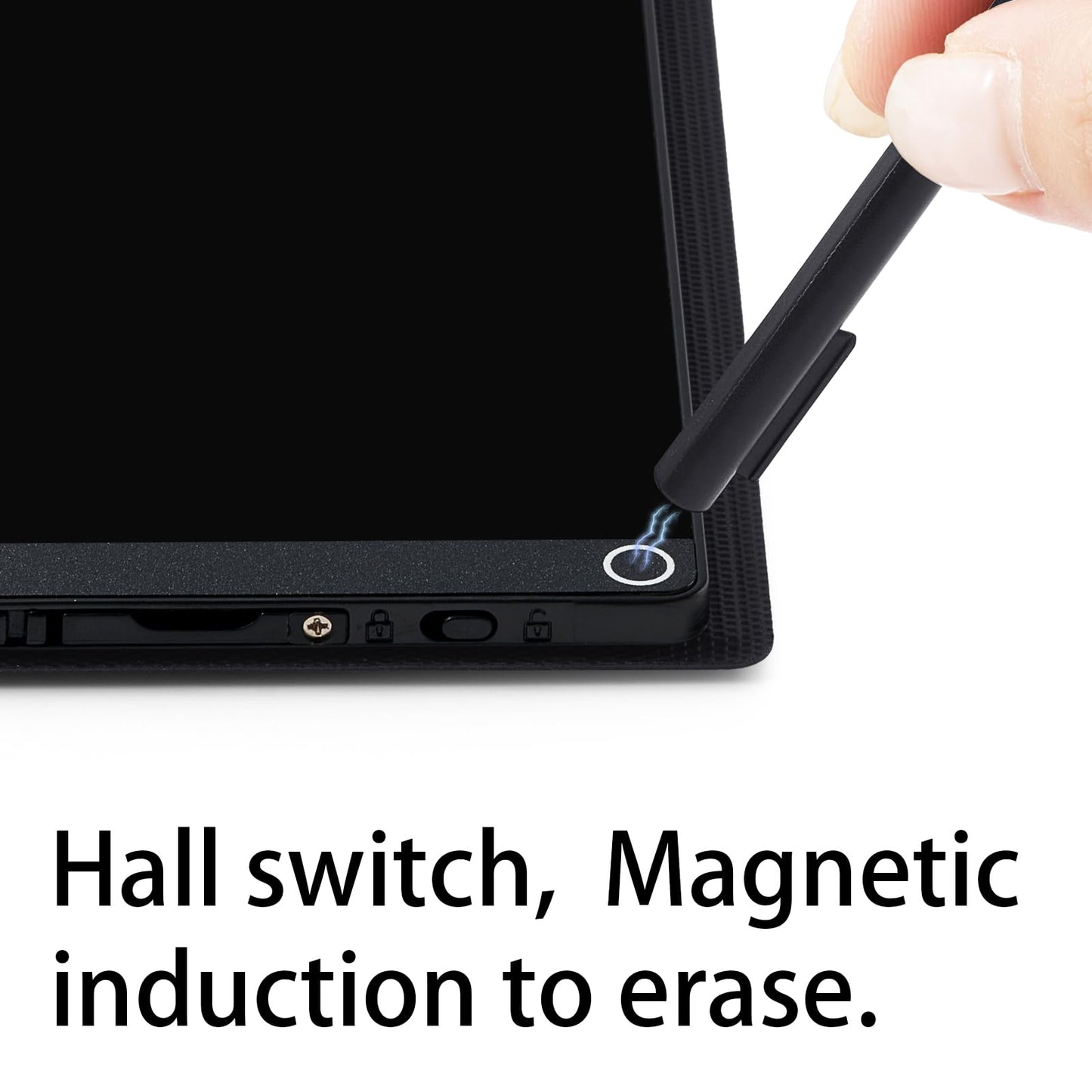 LCD Writing Tablet for Adults, 6.5 Inch Fine Tip Digital Notepad – Thin Lines, No Palm Marks, Lock Screen, Reusable Erasable Writing Pad with Leather Case & Hanging Pen for Office Home School