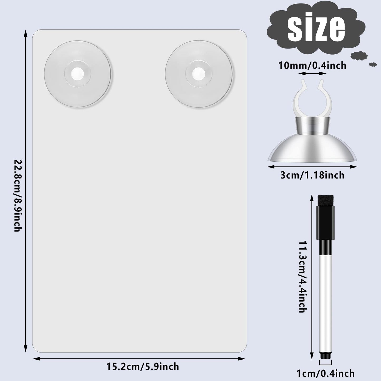 Yexiya 2 Pieces Shower Notepad Waterproof Shower Whiteboard with Suction Cup Dry Erase Board for Shower Shower Writing Pad Board on The Bathroom Wall with Pen for Adults Home Office (6 x 9 Inch)