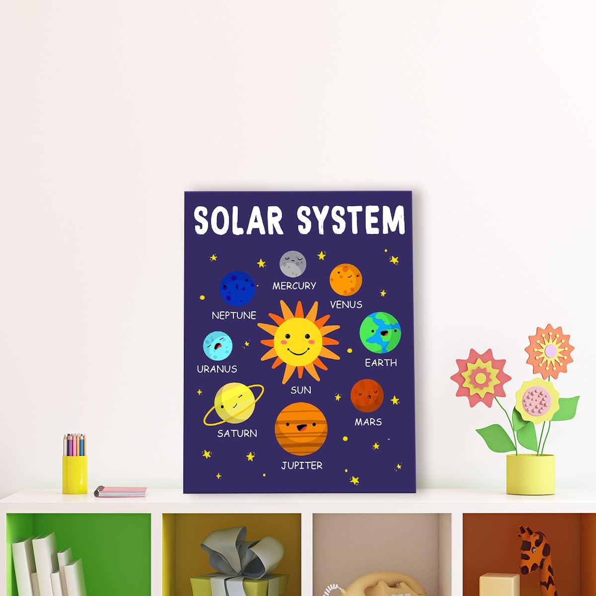 OTINGQD Solar System Wall Decor,Space Nursery Wall Art,Outer Space Canvas Wall Art,Planet Themed Wall Decor for Kids Toddler Boys Room Classroom