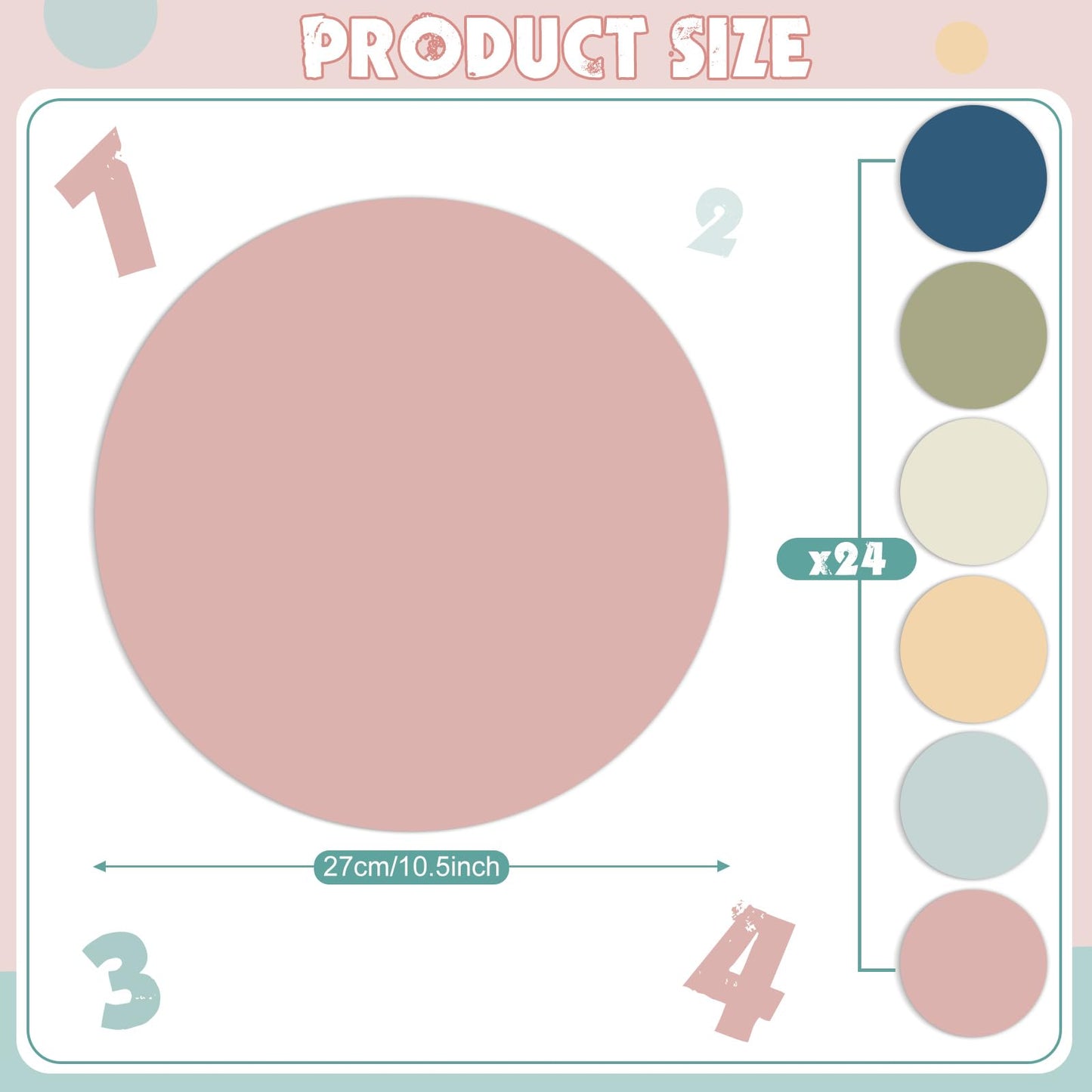 Lincia 24 Pack Colorful Dry Erase Dots Circles Spots for Classroom Table 10.5 Inch Removable Vinyl Desktop Stickers Spots Wall Decals for 100th Day of School Teacher Students Home (Bohemian Colors)