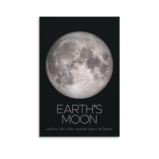 LGDSBHH Minimalist Earths Moon Solar System Canvas Wall Art - Educational Space Planet Poster - Science Classroom & Kids Bedroom Decor - 12x18 Inch (Unframed)