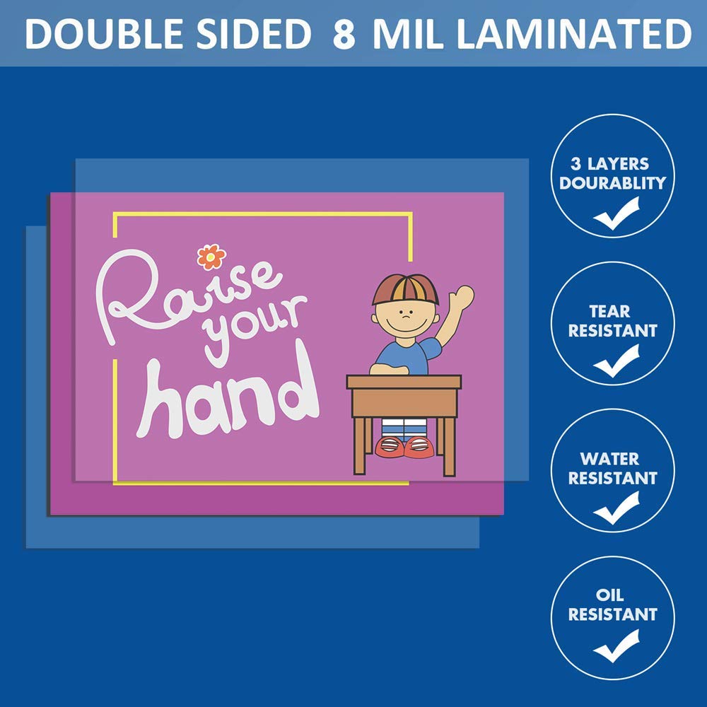 SANTSUN 9 Good Habits Polite Class Rules Teacher Classroom Signs.English Poster Classroom Wall Decoration. Class Organization Charts.