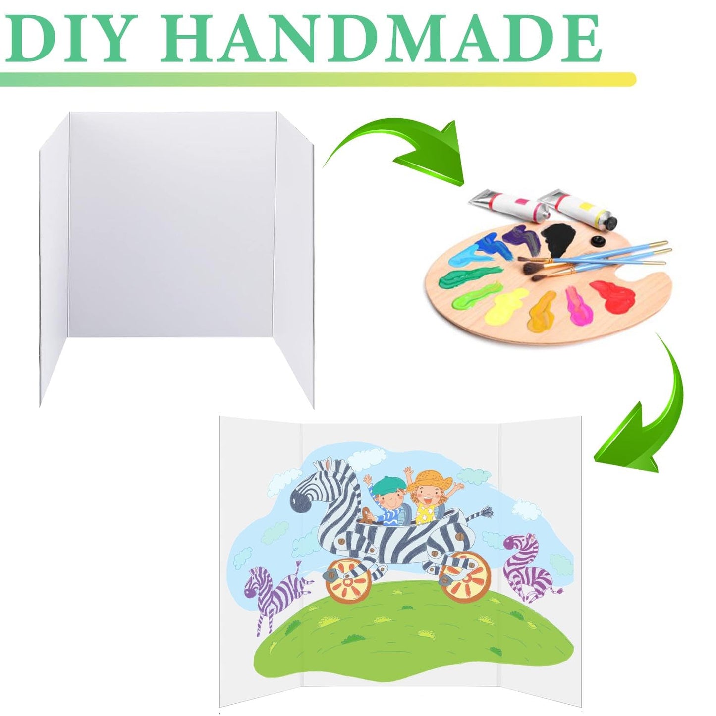 3 Pack Medium Trifold Poster Board, 24 x 16inches Poster Board with Double Sided Tapes and Cardboard, Corrugated Presentation,Science Fair Display Boards for School Project, Science Fair, Business