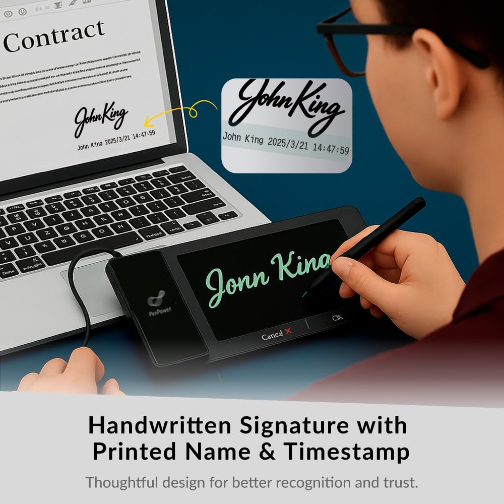 PenPower ePaper SignPad - e-Signature on MS Word, PDF, JPG and PNG with timestamp