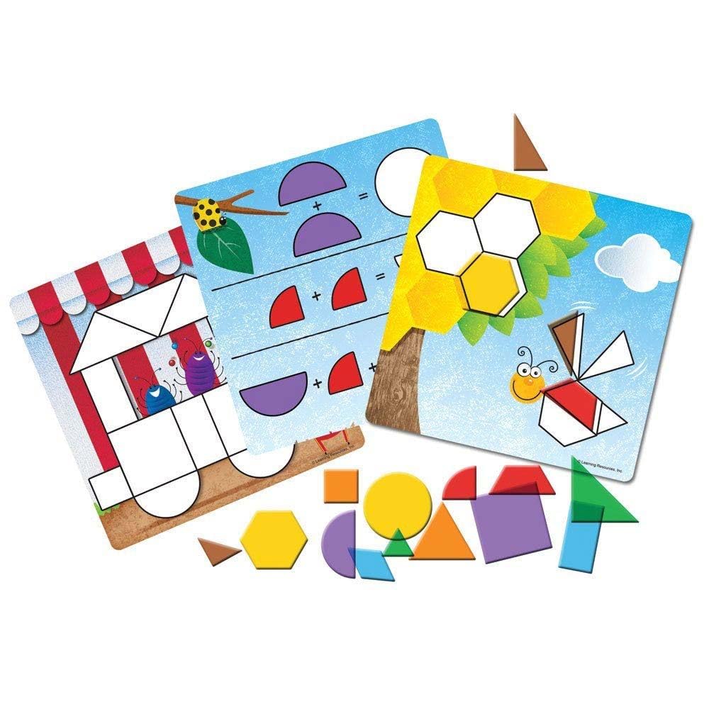 Learning Resources Shapes Don't Bug Me - Geometry Activity Set - 136 Pieces, Ages 5+ Learning Math Games for Kids, Back to School Activities, Classroom Games for Teachers