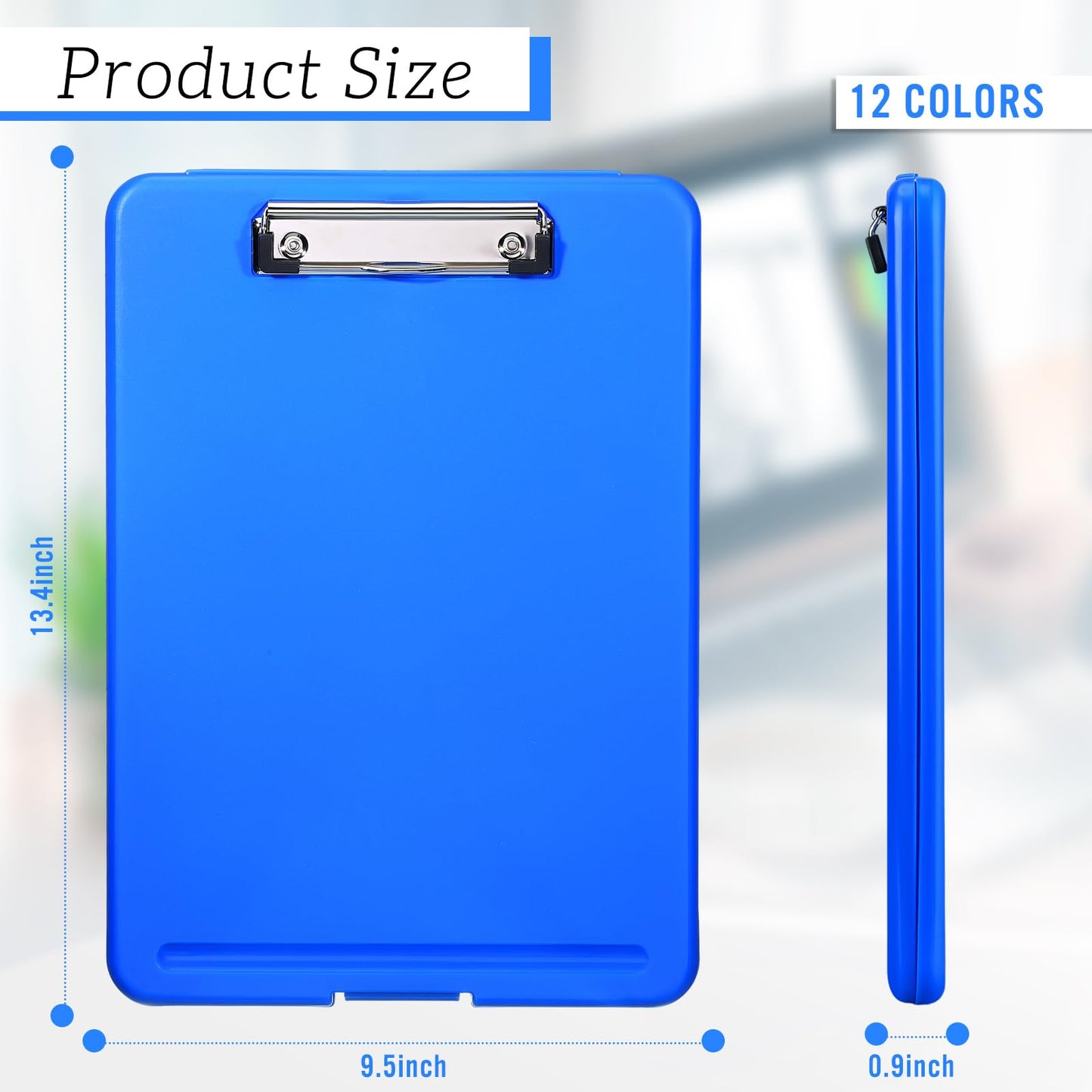 Ireer 12 Pcs Plastic Clipboard with Storage Heavy Duty Portable Writing Boards for 150 Sheet A4 Paper with Pen Holder Large Capacity Clipboards for Nurse Teacher Student Classroom Office(Blue)