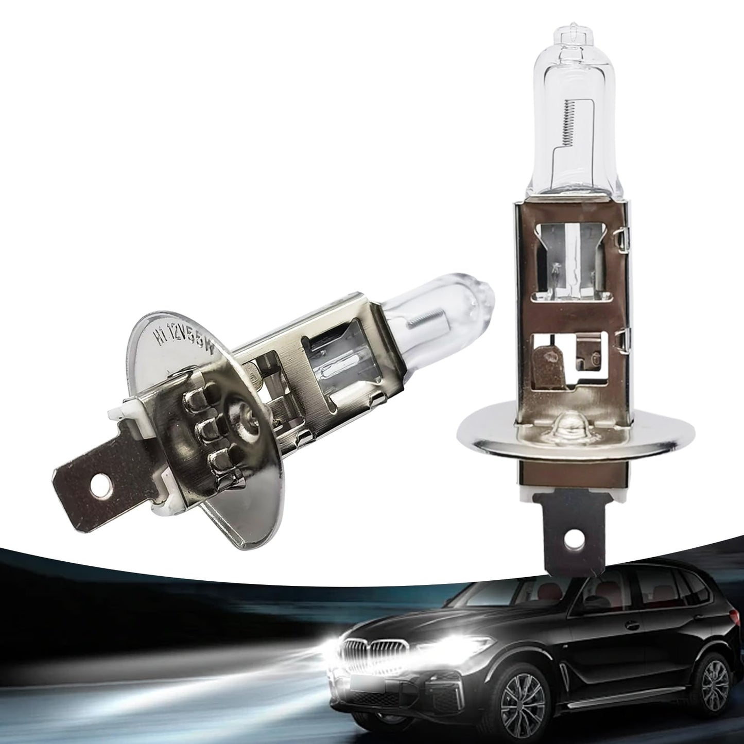 gunhunt Halogen Bulbs H1-55W, 12V Quartz Lamp, Ultra-bright Low/High Beam, 2 PCS, Warm White Light
