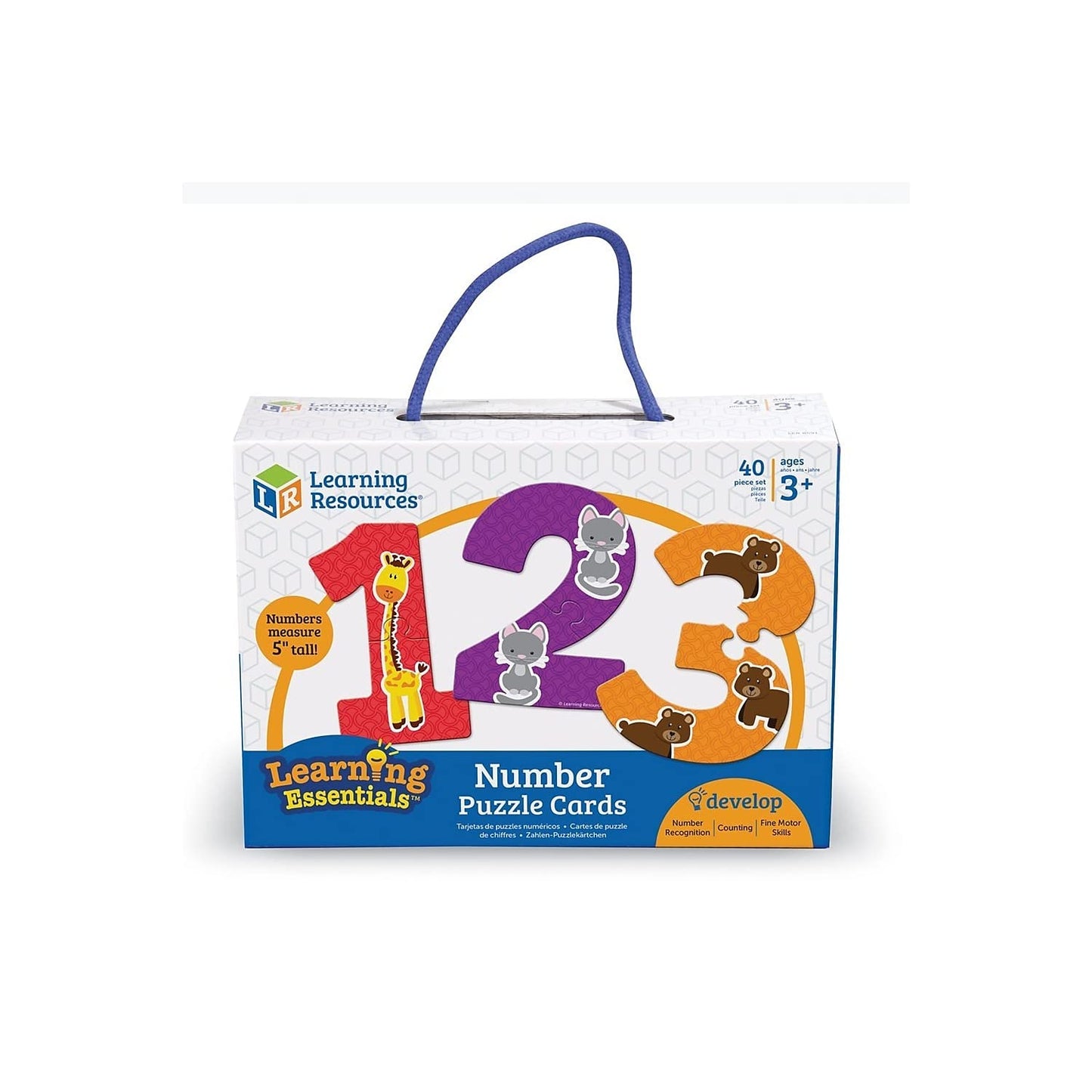Learning Resources Number Puzzle Cards, Early Number Recognition, Toddler Puzzle, 20 Self-Correcting Puzzles, 40 Pieces, Ages 3+