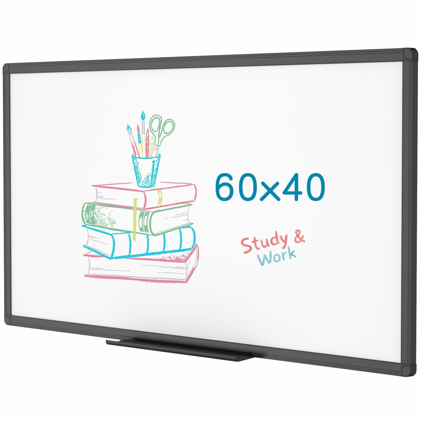 VIZ-PRO Magnetic Dry Erase White Board, 60 X 40 Inches, Black Aluminium Frame