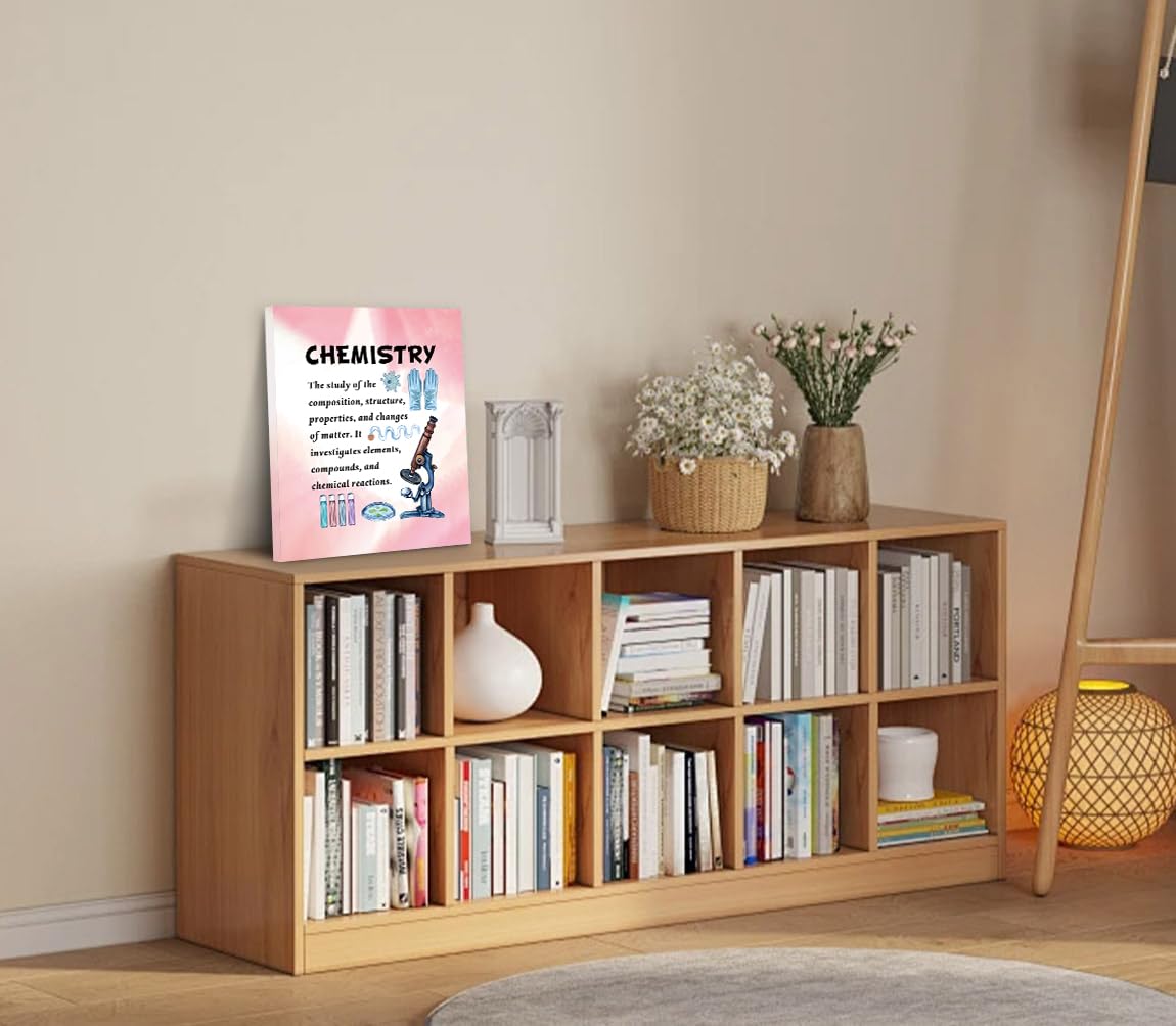 Chemical Science Wall Art Prints,Framed Science Quotes Classroom Poster,Inspirational Explore Wall Art,Funny Physics Chemical Pink Art Poster for Laboratory Classroom Decor(8" x10)