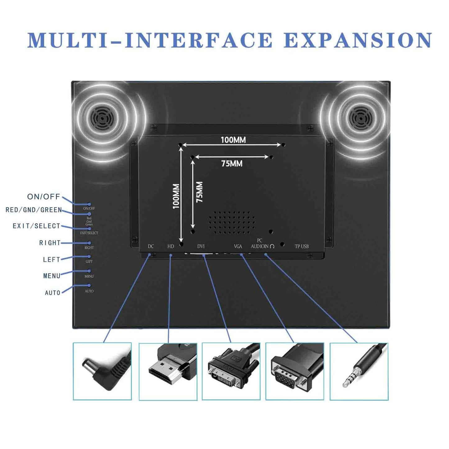 VSDISPLAY 15 Inch 1024x768 LCD Monitor 1000 Nits High Brightness IPS Screen with H/D DVI VGA as Outdoor Industrial Extra Display