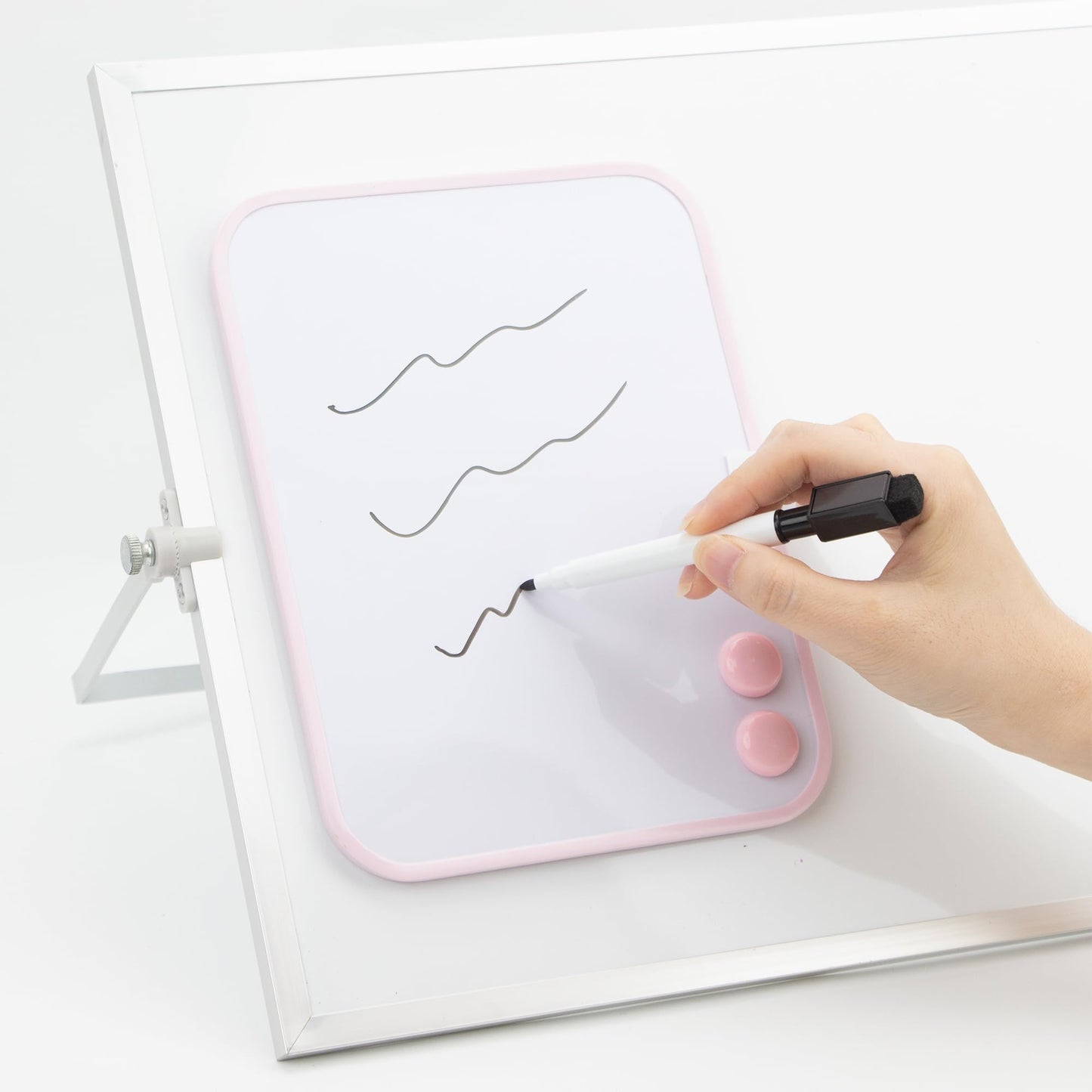 Cerem Magnetic Dry Erase Board for School Locker, 6" x 8" Marker and 2 Magnets - Small Whiteboard for Classroom, Home, Office, Travel - Pink