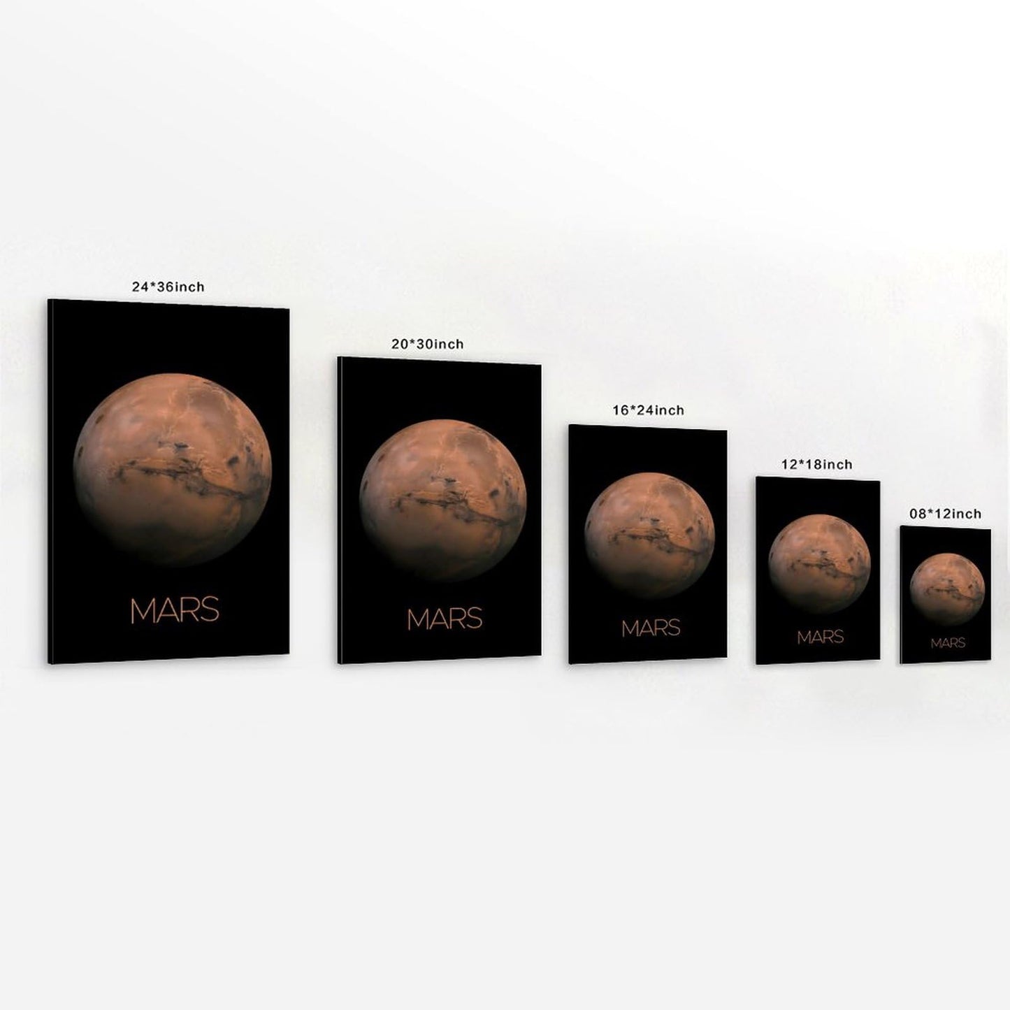 Solar System Planets Canvas Wall Art - Mars Planet Space Poster for Kids Room Bedroom Classroom, STEM Educational Astronomy Decor, Science Gift for Boys Girls, 16x24 Inch Framed