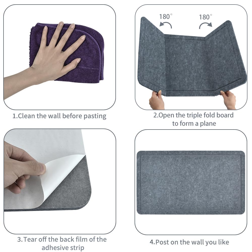 Vuzvuv Dark Grey 28"x16" Large Cork Board with 50 Push Pins & Sticky Notes, Self-Adhesive Bulletin Board for Wall, Felt Pin Vision Board for Paste Notes,Schedules Offices Home