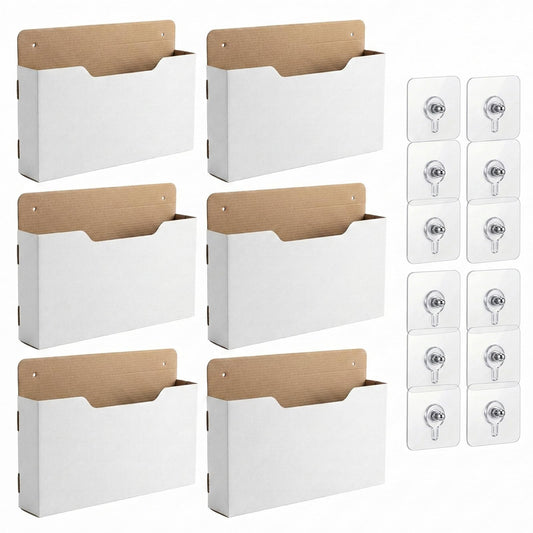 AXYCXIN 6 Pack Wall Mount File Holder, Mail File Organizer, Mail Paper Orgnization Hanging File Holder for Office, School, Storage Organization