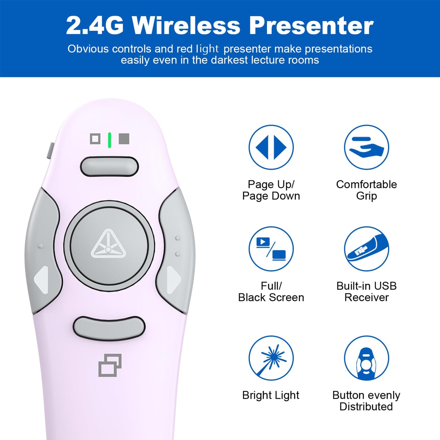 QUI Presenter Clicker USB A&C Bundle | Pen-Shaped Pink & Remote-Shaped Purple