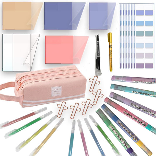Wanchuan Bible Study Supplies Journaling Kit Highlighters Pens No Bleed Bible Journal Study for Women (Set B)