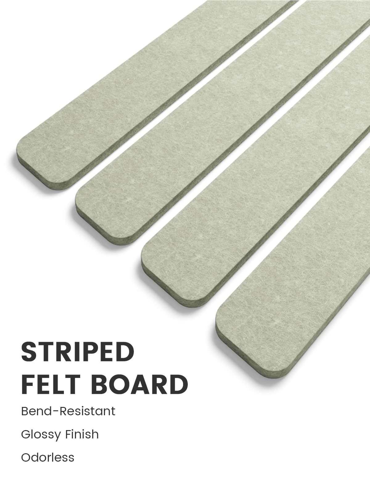 Fluxynara Cork Board Alternative Felt Strip Board 8-Pack 13"x2", Office Pin Board with 50 Push Pins, Adhesive Install for Bedroom Door & Home Office (Sage)