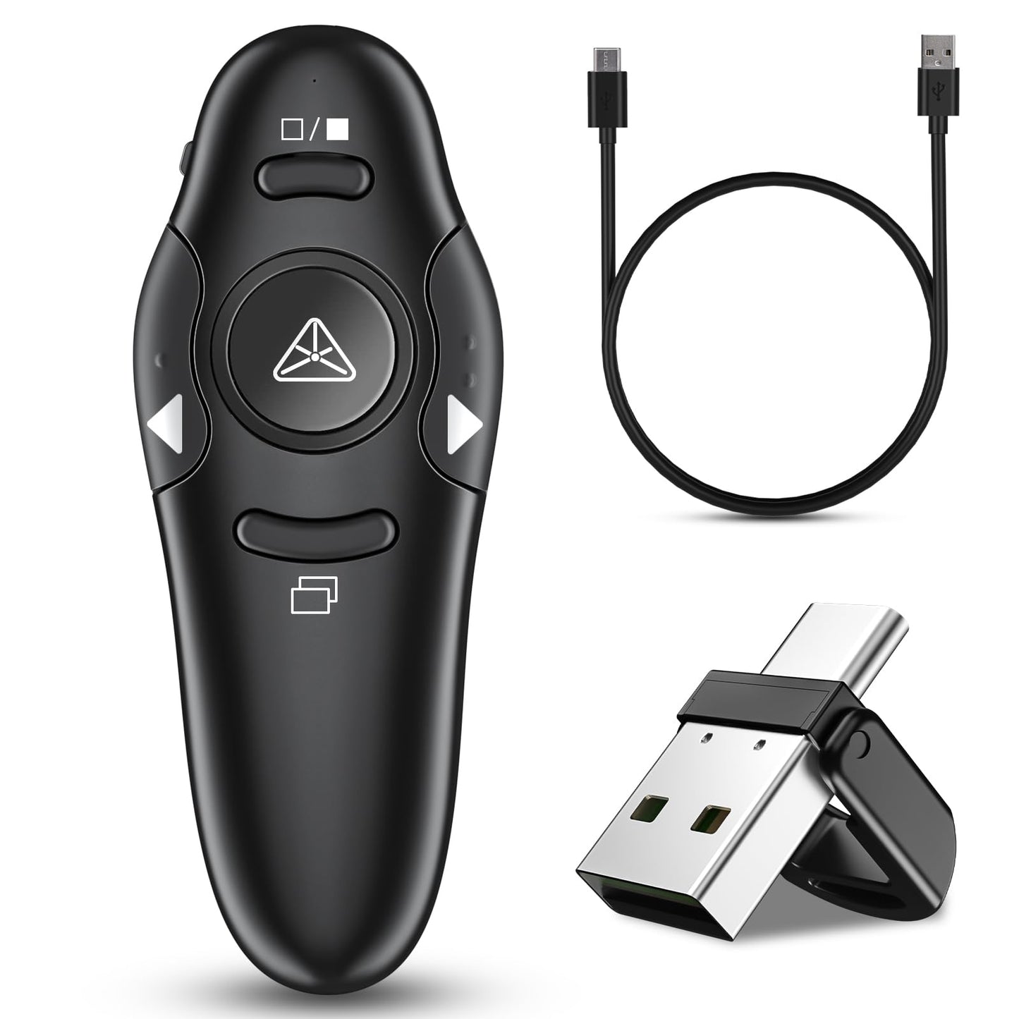 2-in-1 USB Type C Presentation Clicker Wireless Presenter Remote Clicker for PowerPoint Presentations with Clicker, Rechargeable USB C PowerPoint Clicker Slide Advancer for Computer/Mac/Laptop