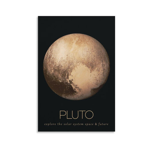 LGDSBHH Minimalist Pluto Solar System Canvas Wall Art - Educational Space Dwarf Planet Poster - Science Classroom & Kids Bedroom Decor - 12x18 Inch (Unframed)
