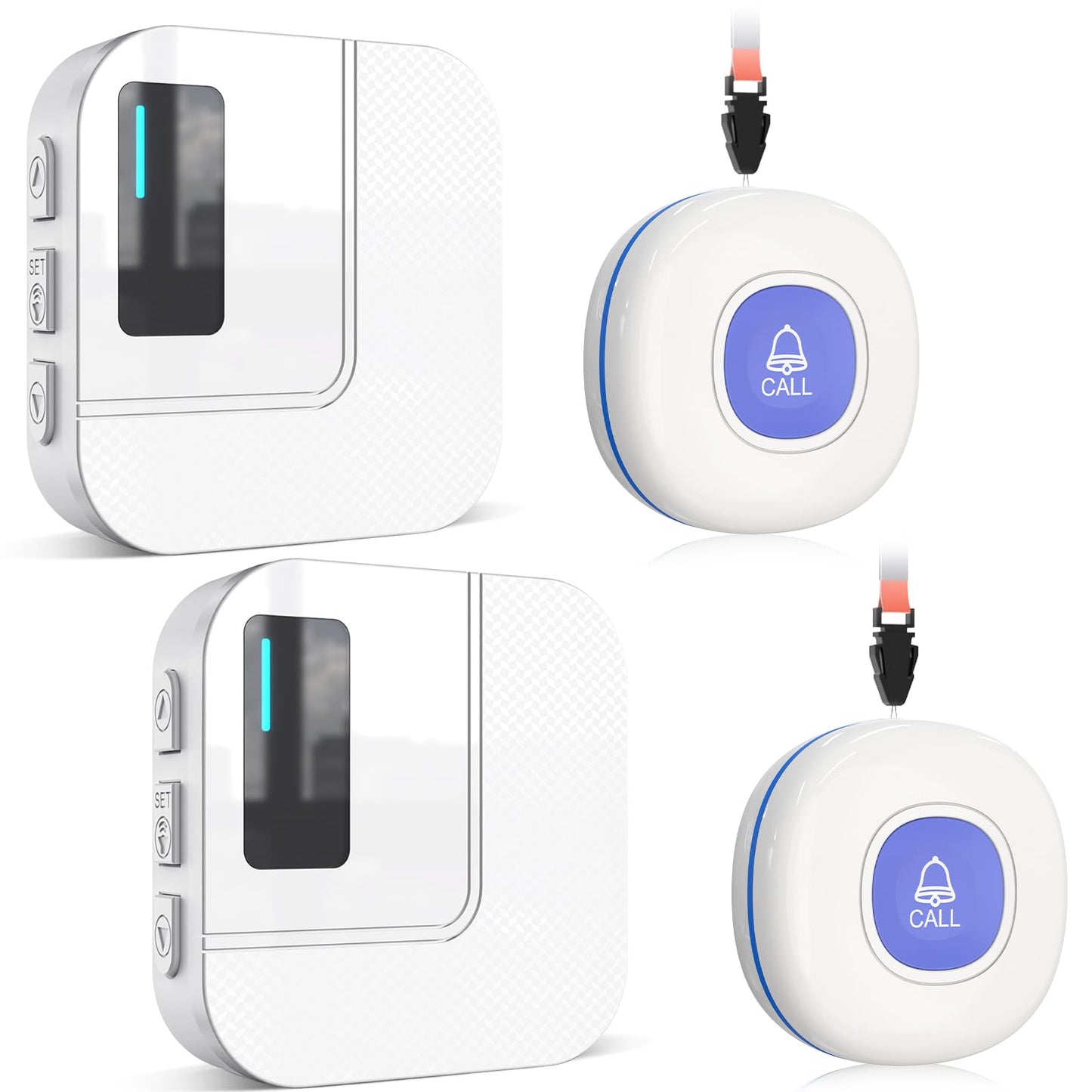 CallToU Wi-Fi Wireless Caregiver Pager Call Button for Elderly at Home , APP Emergency Alert for Seniors, Patients, and the Disabled with 2 Call Button, 2 Receiver (2.4GHz Wi-Fi)