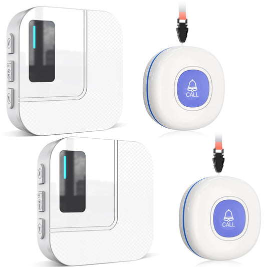 CallToU Wi-Fi Wireless Caregiver Pager Call Button for Elderly at Home , APP Emergency Alert for Seniors, Patients, and the Disabled with 2 Call Button, 2 Receiver (2.4GHz Wi-Fi)
