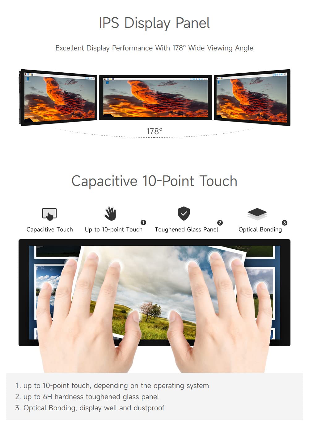 waveshare 9.3inch Capacitive Touch Display, 1600×600 Resolution, Raspberry Pi 5/4B/3B/Zero/Zero W/Zero 2W/Pico/Pico W/Pico WH, Support Jetson Nano/Jetson Orin Nano, Supports Windows 11/10/8.1/8/7