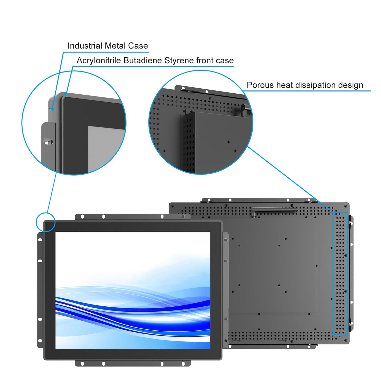 GreenTouch 15 Inch Open-Frame Touchscreen LCD Monitor -Android All in one Computer with RK3566 RAM 4G & ROM 32G - Capacitive PCAP -1024x768-5:4-Black - Front IK08/IP65
