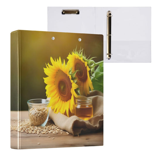 Joko Ivery Spring Sunflowers Honey 3 Ring Binder Letter Size 1.5 Inch Binders 3 Ring with Clipboard & 3 Pockets Three Ring Binder Organizer for Work Recipes Paper Office Supplies Gifts 1 Pack