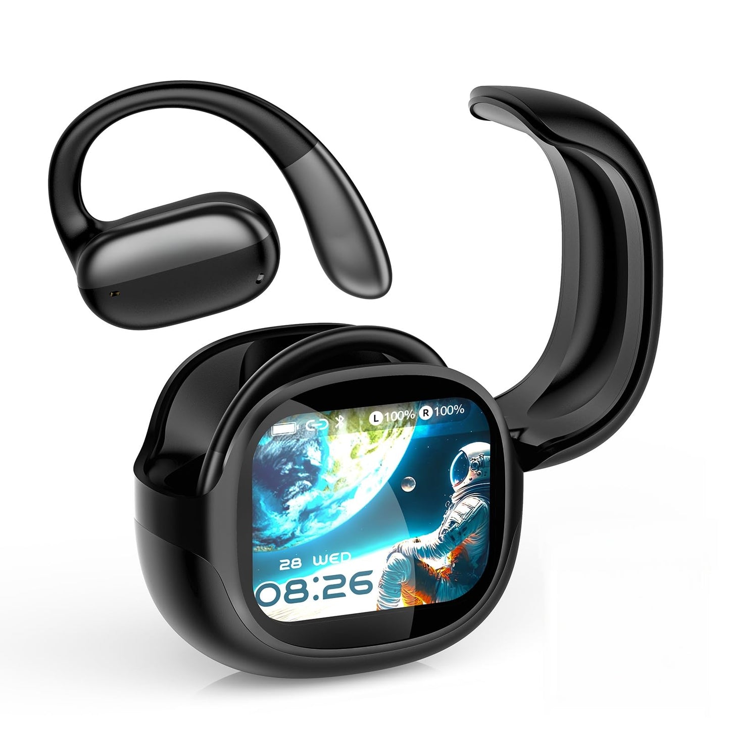 NE58 AI Translation Earbuds Real Time, 134 Language Translator Wireless Bluetooth 6.0 Open Ear Earbuds, LED Touch Screen, Noise Cancelling Translate Ear Buds for Travel & Business Meetings (Black)