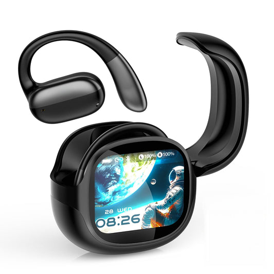 NE58 AI Translation Earbuds Real Time, 134 Language Translator Wireless Bluetooth 6.0 Open Ear Earbuds, LED Touch Screen, Noise Cancelling Translate Ear Buds for Travel & Business Meetings (Black)