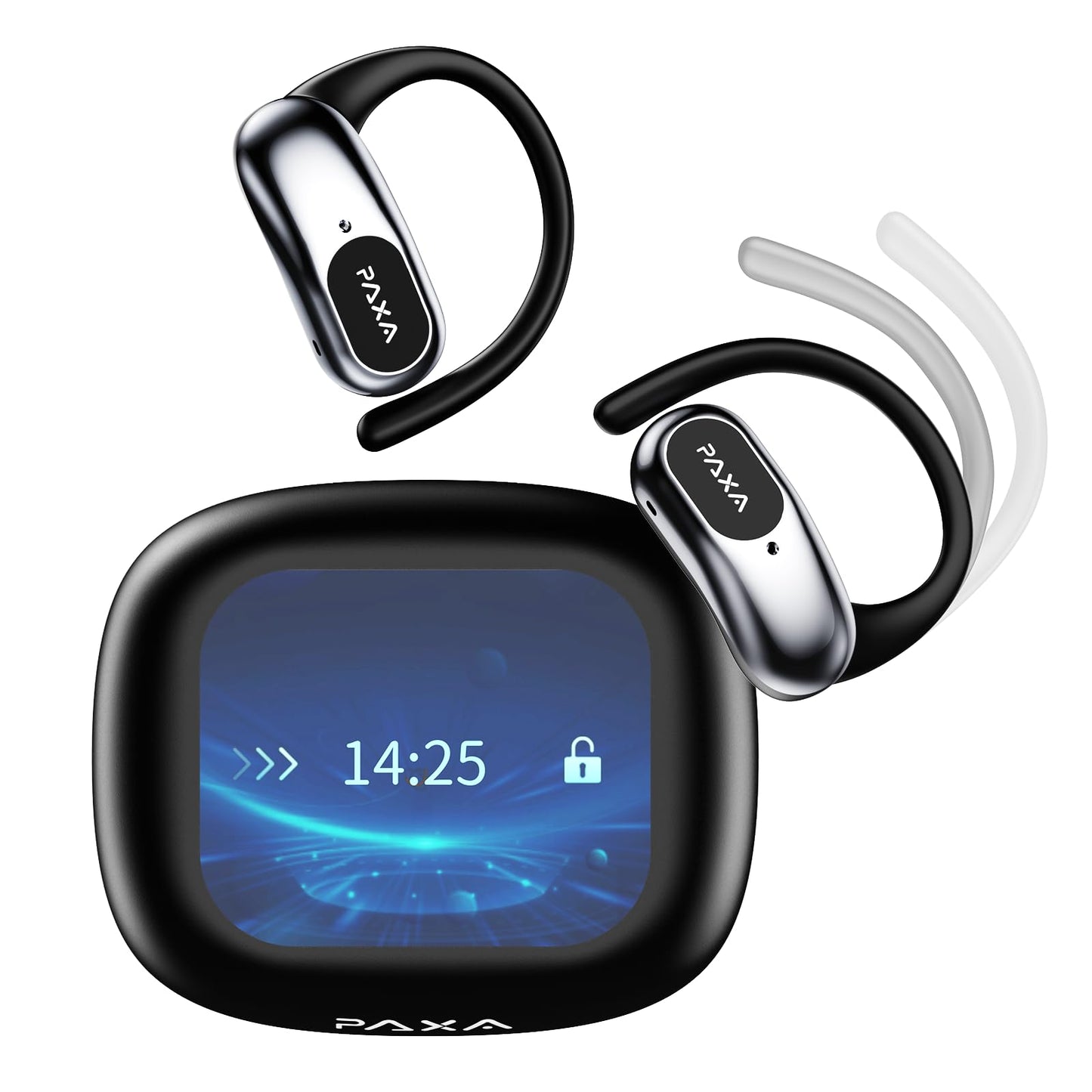 PAXA Ai Translation Earbuds Real Time 3in1 Language Translator Earbuds HD Sound Audifonos Traductores Bluetooth 5.4 Headphones Touch Screen Housing with App for Travel Business Meetings,Black