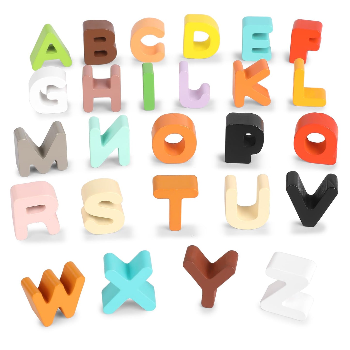 Lasoba Animal Alphabet Puzzle Matching Game - Wooden Alphabet Learning Toys, ABC Puzzles for Toddlers 2-4, Montessori Educational Toys for Kids Ages 3-5 Up