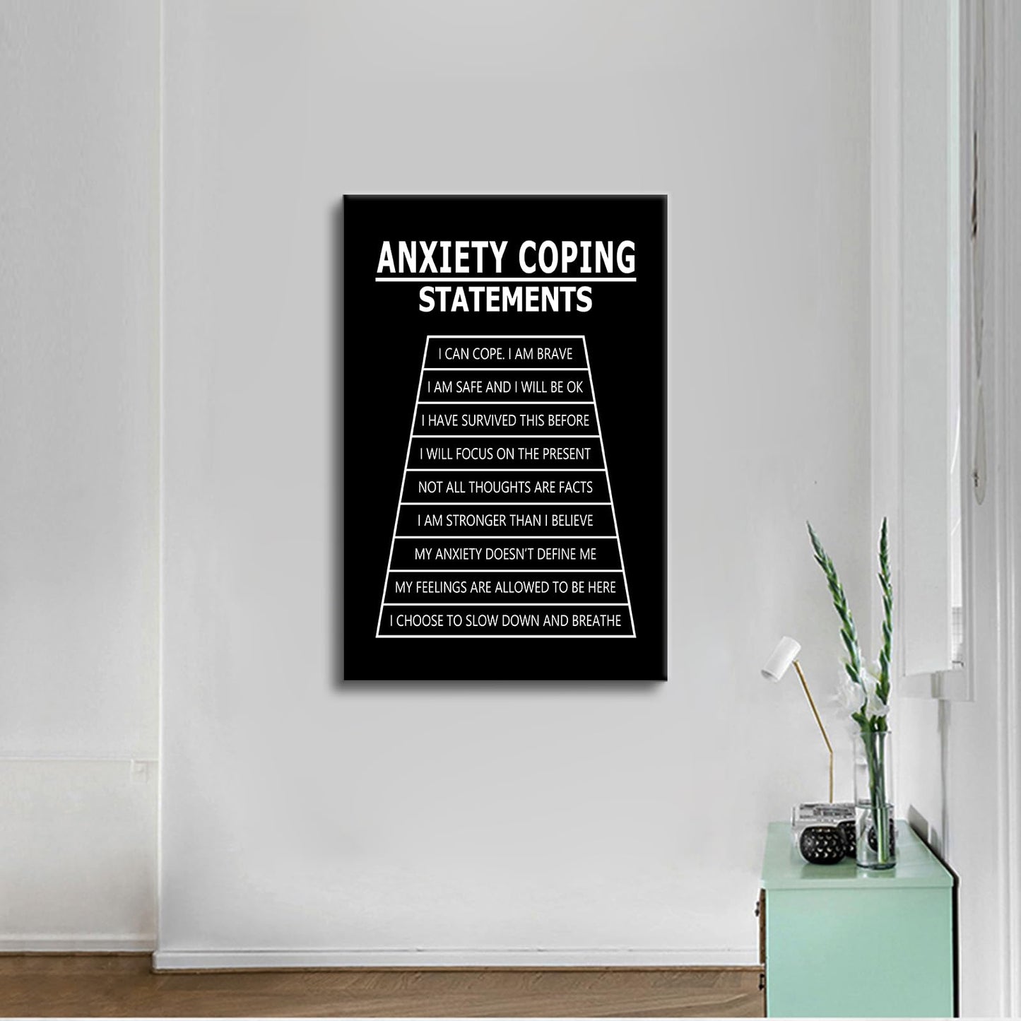 YSPCSUN Motivational Poster Anxiety Coping Statements Quote Office Decor Painting Practice Inspirational Canvas Wall Art Prints Artwork for Modern Home Living Room Ready to Hang [24''Wx 36''H]