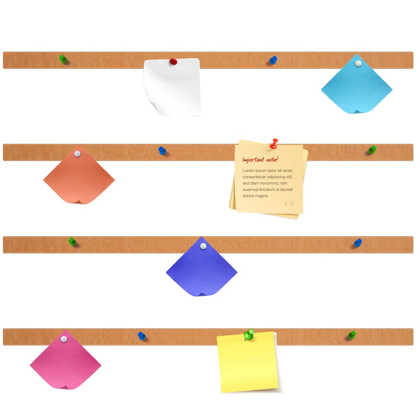 Mooliwe 4 Pcs 48" x 1" Foldable Felt Cork Strips Bulletin Bar Strip for Wall,Notice Board Self Adhesive Cork Wall Decoration,Paste Note,Photo,Schedules,Office Home Decor