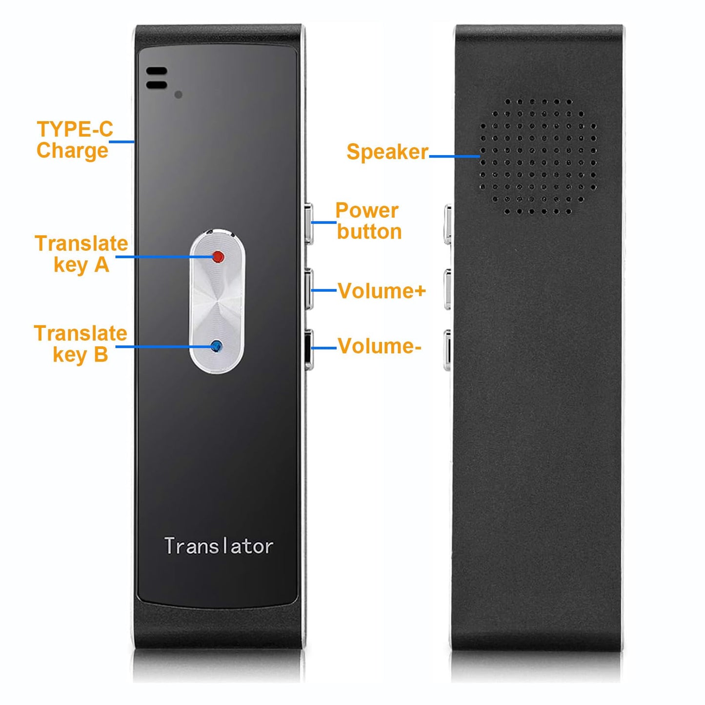 Language Translator Device Portable Two-Way Instant Translator 2025 Mini Pocket Smart Translator Ai Online Voice Photo Text Translation for Learning, Travel and Business(Black)