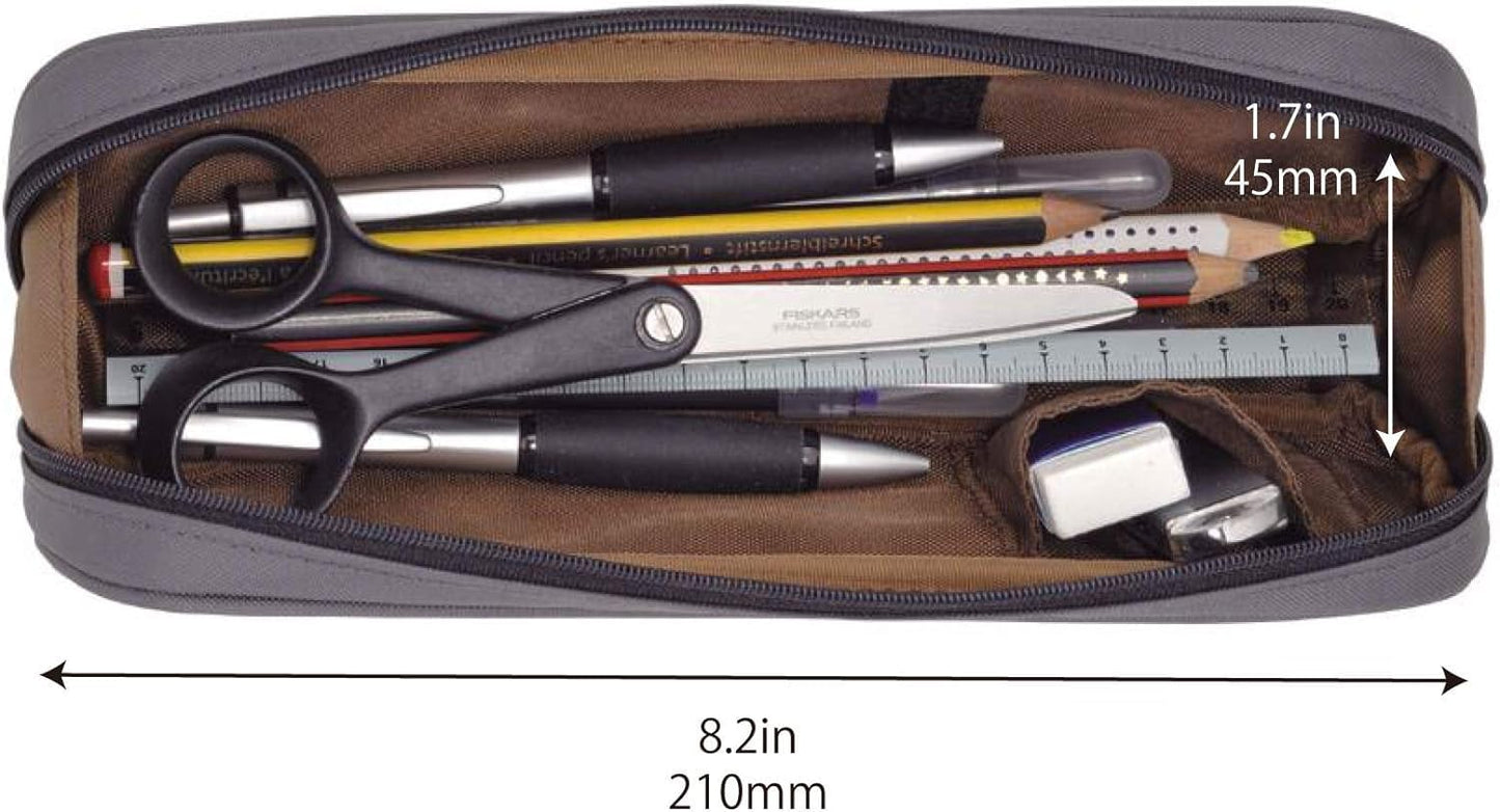 LIHIT LAB Large Capacity Zipper Long Pencil Case For School Office College, Big Capacity Pencil Bag Holder Adults Teen Boys Girls, Travel Cosmetics Storage, Blue (A7552-108)