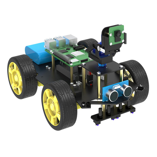 Yahboom Raspberry Pi 5 4GB AI Starter Robot for Python Programming DIY Car Kit, Visual Recognition, Autonomous Driving for Mechanical Engineer (Without Pi5)
