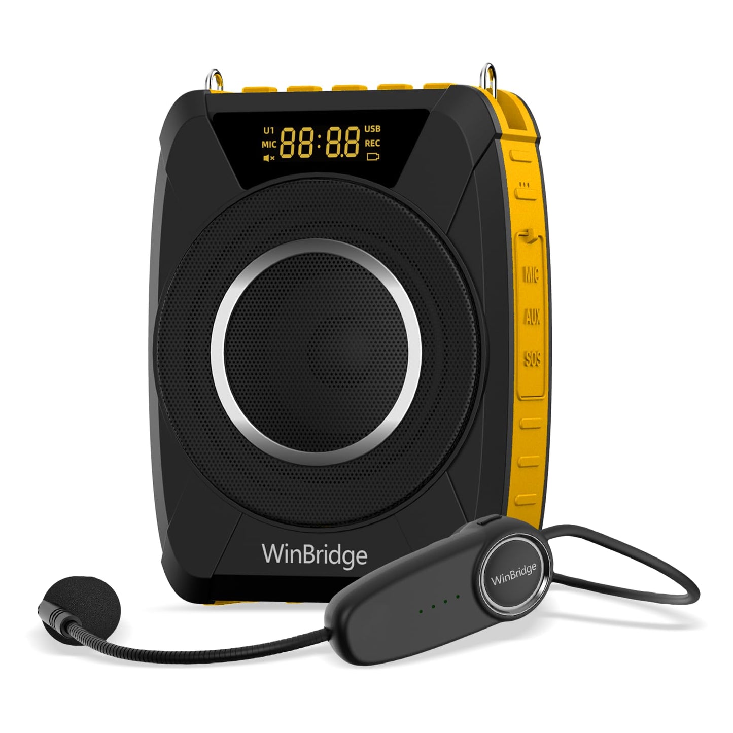 Voice Amplifier with Wireless Microphone Headset – Waterproof Portable Speaker Microphone with TWS Stereo, SOS, Recording – Rechargeable Bluetooth 5.0 PA System for Teachers, Coaches, Tour Guides