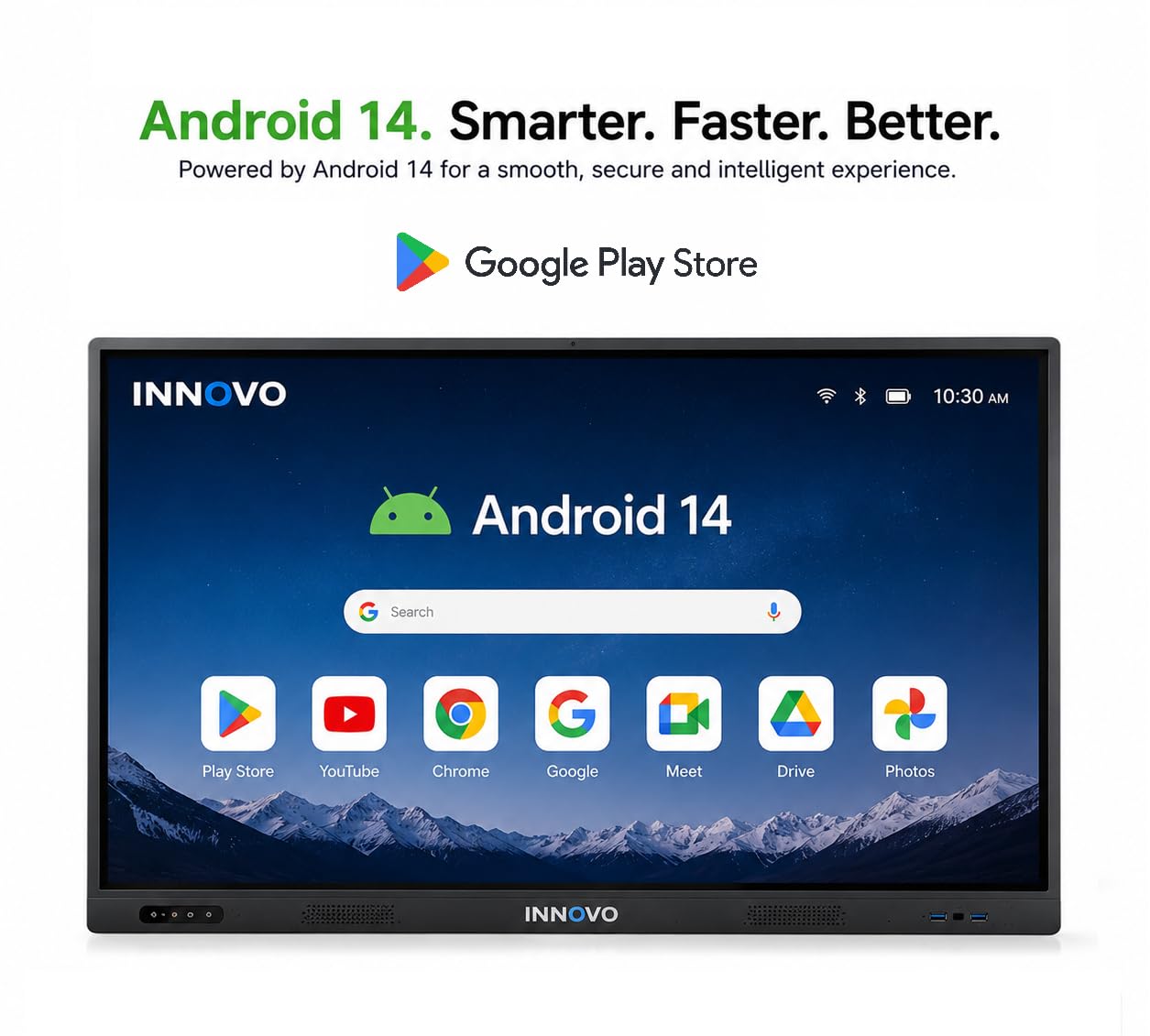Innovo 75" Interactive Whiteboard - 4K UHD Touch Screen Smart Board with Built-in 48MP AI Camera, Mic & Speakers, Android 14 OS, 8GB RAM & 128GB Storage, 20-Point Multi-Touch