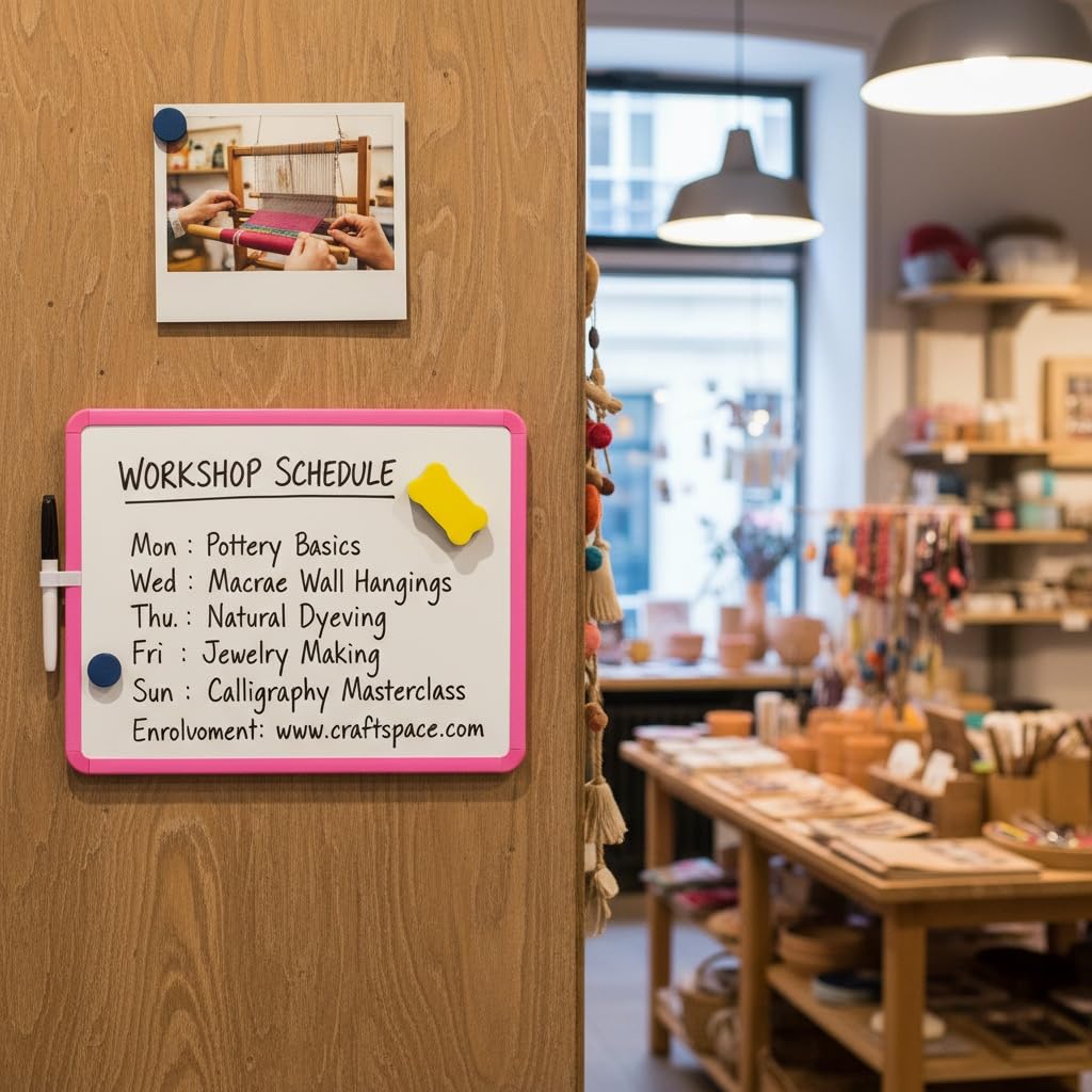 MXG Double Sided Pink Dry Erase Board, 12x16 Inch Small White Board with Marker, Magnets, Eraser, for Coaches, Students, Kitchen, Portable Mini Whiteboard for Fridge, Wall, Desk