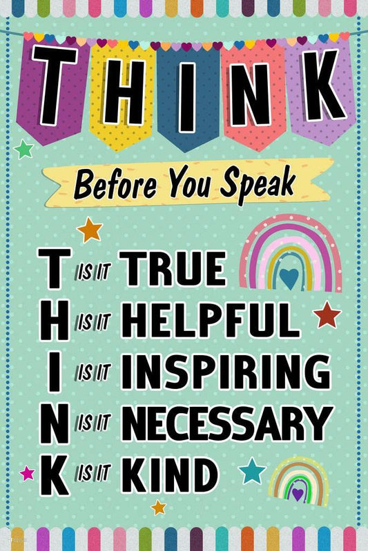 Oh Happy Day Classroom Decor Think Before You Speach Poster Cool Wall Art Print Poster 12x18