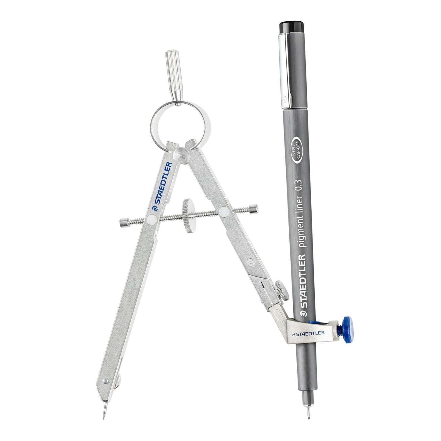 Staedtler Mars Comfort, Professional Drafting, Drawing Compass with Extension Arm, Draws Circles up to 19.5 Inch Diameter, Spring Bow Compass with Center Adjuster Wheel, 551 02