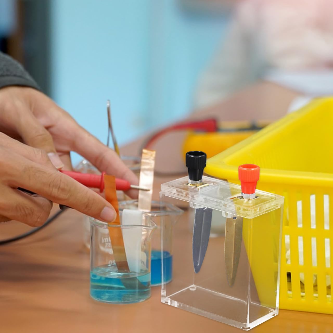 Alipis Salt Water Battery Experiment Kit Liquid Battery Project Box with Iron and Copper Plates Reusable Science Project Kit for Classroom Home Hands on Physics Learning