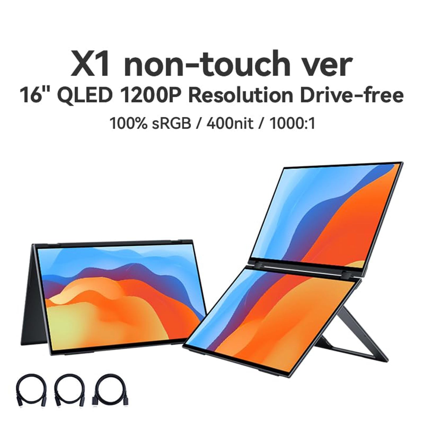 EHOMEWEI X1 Foldable Dual Screen Portable Monitor 16"×2 FHD 1920×1200 Laptop Screen Extender USB-C HDMI Plug & Play for MacBook Windows iPhone Switch PS5